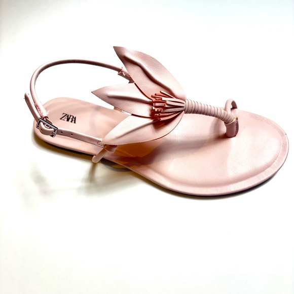 Zara Flat thong sandals with flower embellishment pink - Picture 10 of 15